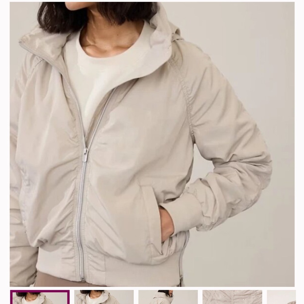 Athleta Jetset Bomber Rain Jacket In Abalone Tone Medium